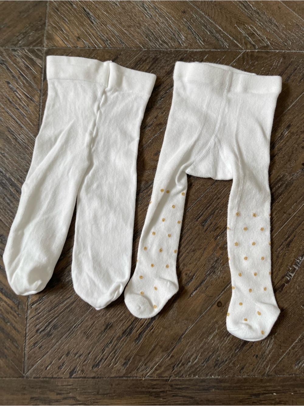 Carter's White Baby Tights with Gold Grip Dots